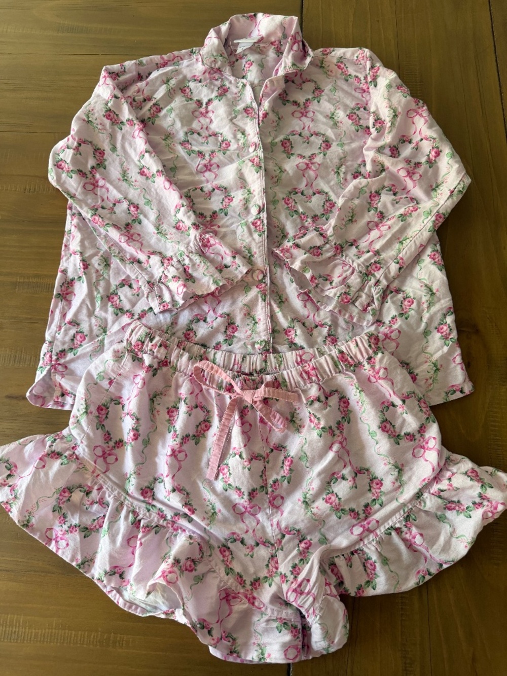Love Shack Fancy Floral Heart Sateen Pajama Short Set